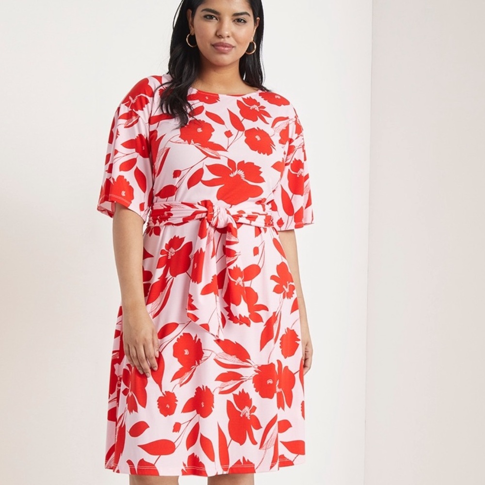 ELOQUII Tie Waist Shift Dress